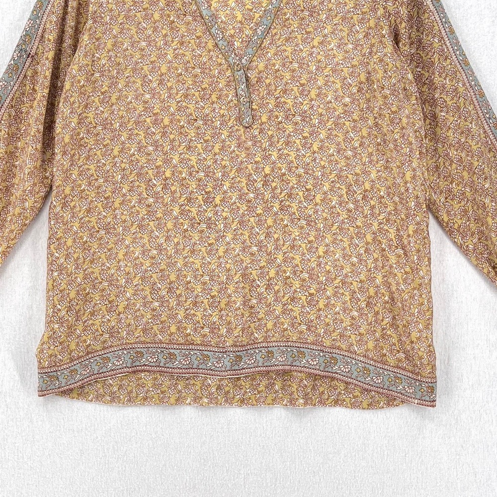 CALYPSO ST. BARTH Shirt Womens Small Gold Brown Printed Silk Long Sleeve Tunic - Picture 5 of 16